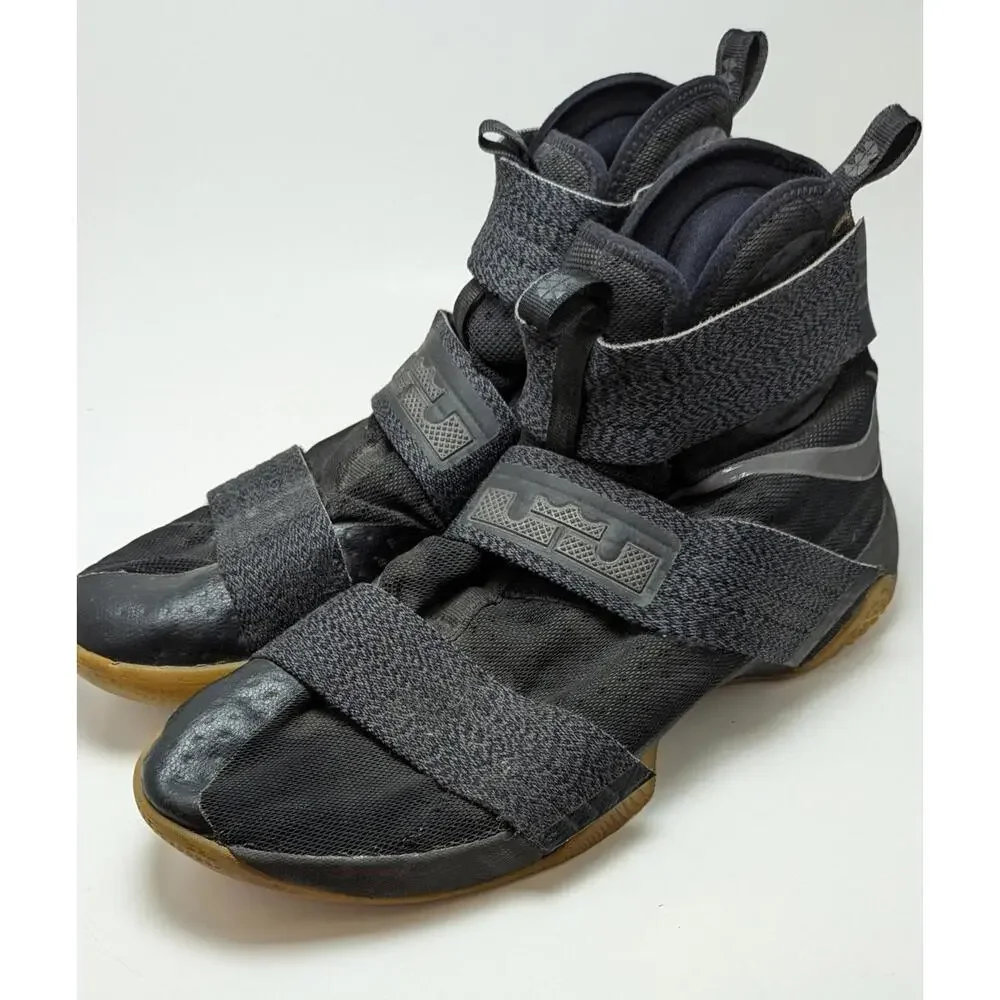 Mens Nike LeBron Soldier 10 SFG Black‎ Gum Basketball Shoes 844378-009 Size 15
